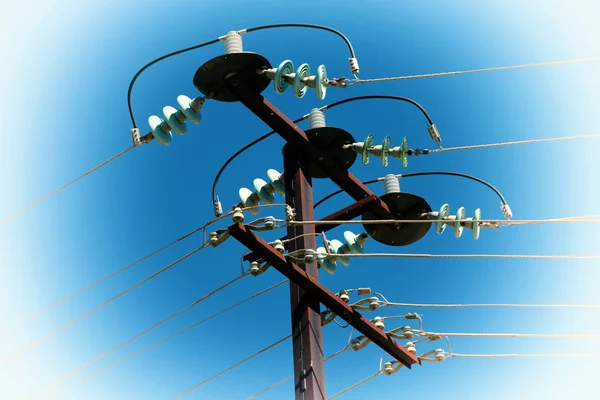 Австралии Концепция Линии Электропередач Электрическим Полюсом Ясном Небе — стоковое фото