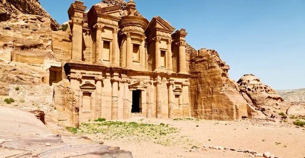 Sitio Antiguo Petra Jordania Monasterio Maravilla Hermosa Del Mundo — Foto de Stock