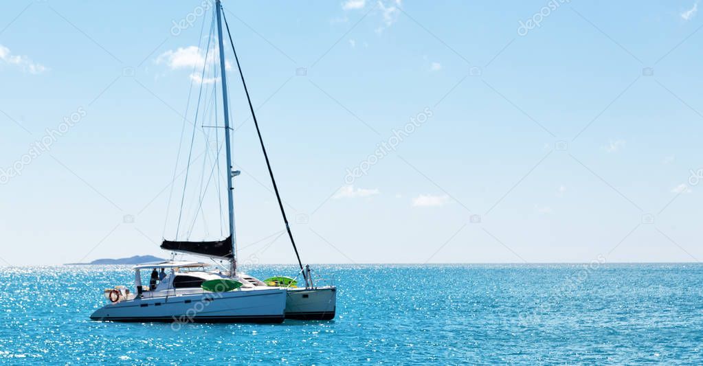 in  australia fraser island and a catamaran in the ocean like luxury cruise
