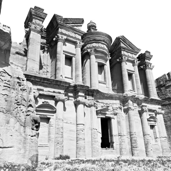 Antique Site Petra Jordan Monastery Beautiful Wonder World — стоковое фото