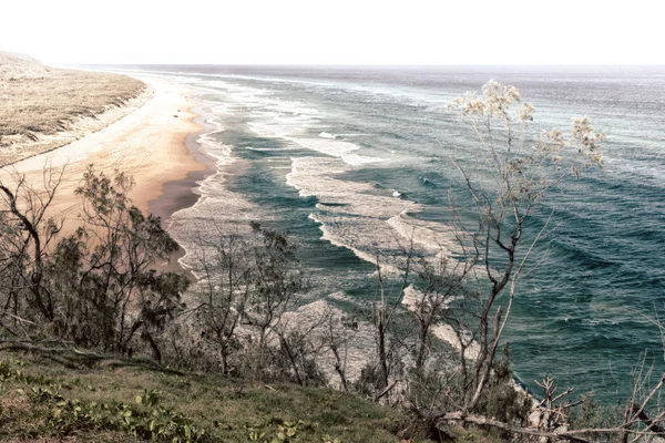 Australie Fraser Île Plage Près Des Rochers Dans Vague Océan — Photo