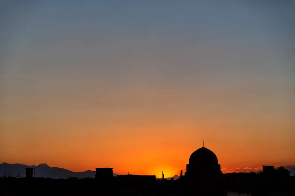 Iran Yazd Antique Mosque Sunrise Sky — Stock Photo, Image