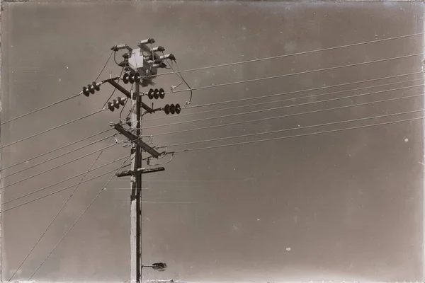 Austrália Conceito Linha Elétrica Com Polo Elétrico Céu Claro — Fotografia de Stock