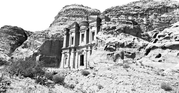 Antique Site Petra Jordan Monastery Beautiful Wonder World — стоковое фото
