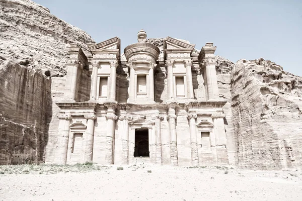 Sitio Antiguo Petra Jordania Monasterio Maravilla Hermosa Del Mundo — Foto de Stock