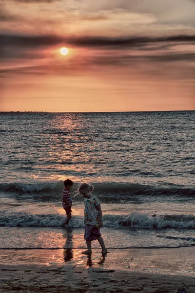 Austalia Bay Darwin Sunrise Silhouette People — Stock Photo, Image