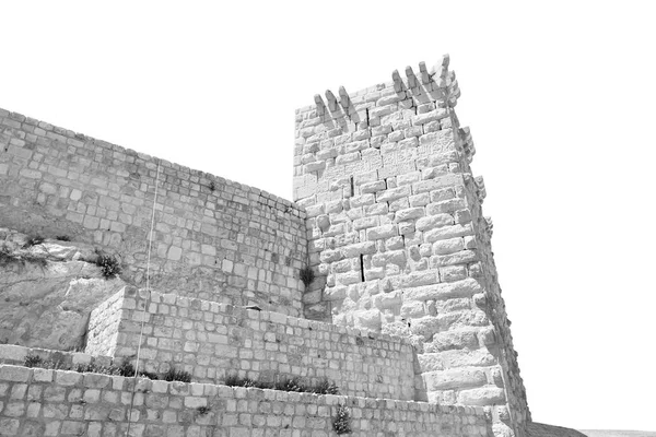 Jordânia Casta Velha Shubak Cinza Sua Torre Céu — Fotografia de Stock