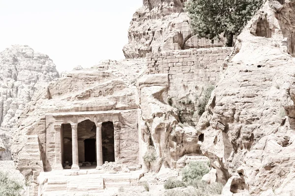 Tumba Sitio Antiguo Petra Jordania Hermosa Maravilla Del Mundo —  Fotos de Stock