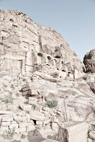 Tomba Nel Sito Antico Petra Giordania Bella Meraviglia Del Mondo — Foto Stock