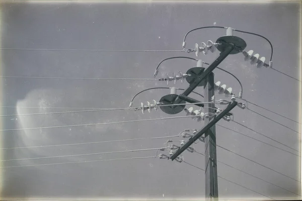 Australia Concetto Linea Elettrica Con Palo Elettrico Nel Cielo Limpido — Foto Stock