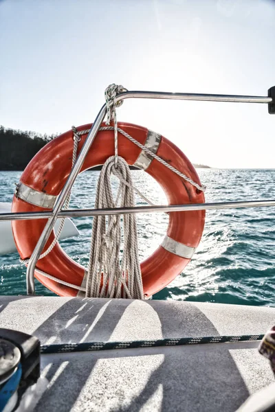 Záchranný Kruh Lodi Oceánu Koncept Bezpečnosti — Stock fotografie