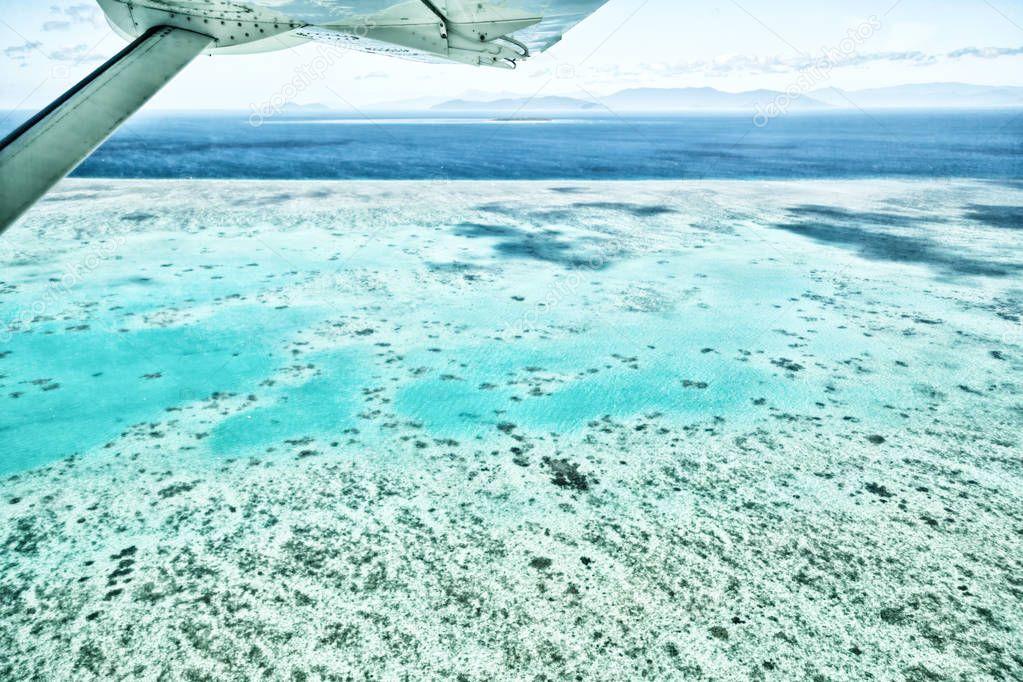 The great reef from the high in australia natural park, concept of paradise