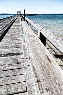 eski ahşap liman tatil kavramı gibi
