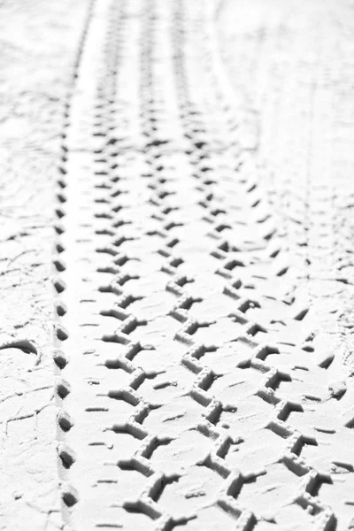 In the desert  beach track of car and truck like abstract backgr — Stock Photo, Image