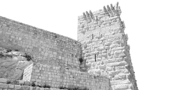 Jordânia Casta Velha Shubak Cinza Sua Torre Céu — Fotografia de Stock