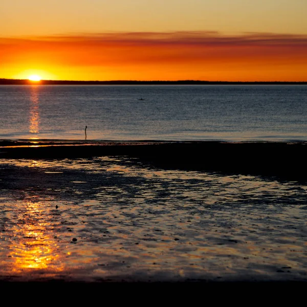 Australie Coucher Soleil Dans Océan Comme Concept Détente Vacances — Photo