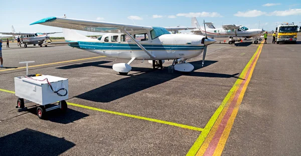 Parking in the airport  little popular  plane — Stock Photo, Image