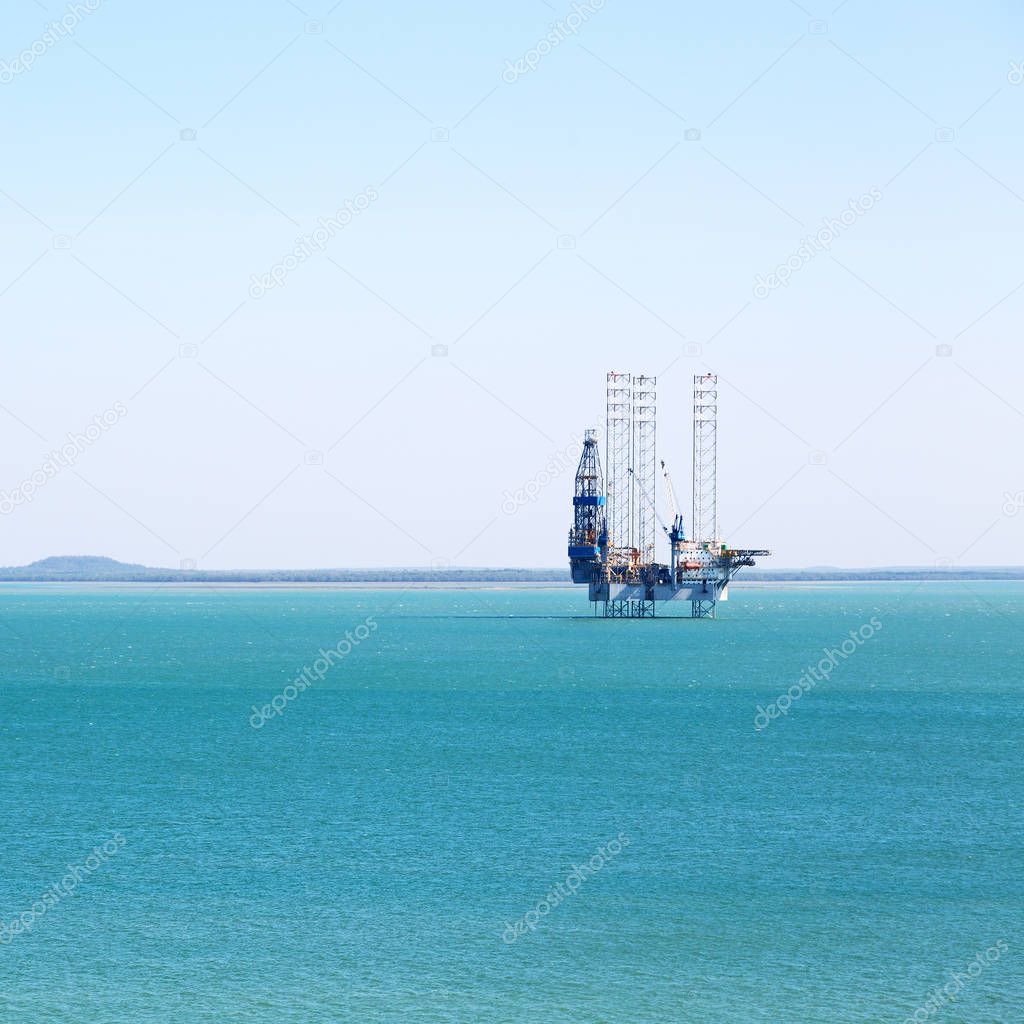 in  australia  the concept of industrial with an off shore platform in the clear ocean