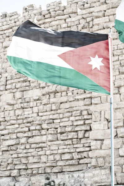 In jordan the national flag in the wind — Stock Photo, Image