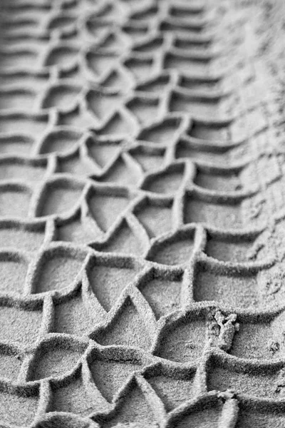 In the desert  beach track of car and truck like abstract backgr — Stock Photo, Image