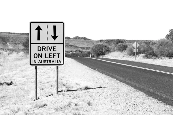 In  australia   the sign of drive on left — Stock Photo, Image