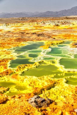 Danakil Etiyopya Afrika'da dallol volkanik depresyon