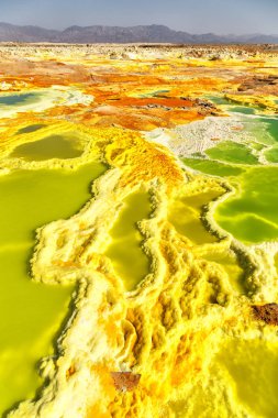 Danakil Etiyopya Afrika'da dallol volkanik depresyon