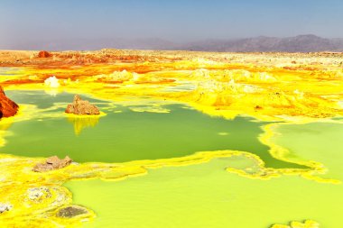 Danakil Etiyopya Afrika'da dallol volkanik depresyon
