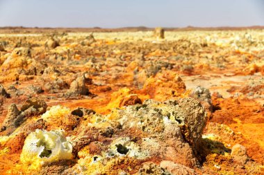 Danakil Etiyopya Afrika'da dallol volkanik depresyon