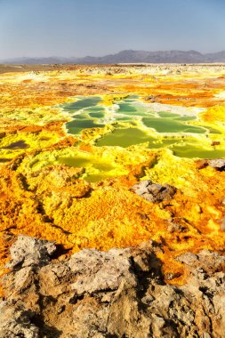 Danakil Etiyopya Afrika'da dallol volkanik depresyon