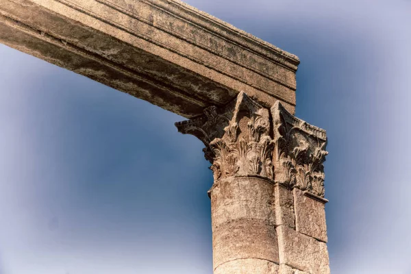 Jerash Jordan Antigua Columna Sitio Arqueológico Patrimonio Clásico Para Turista — Foto de Stock