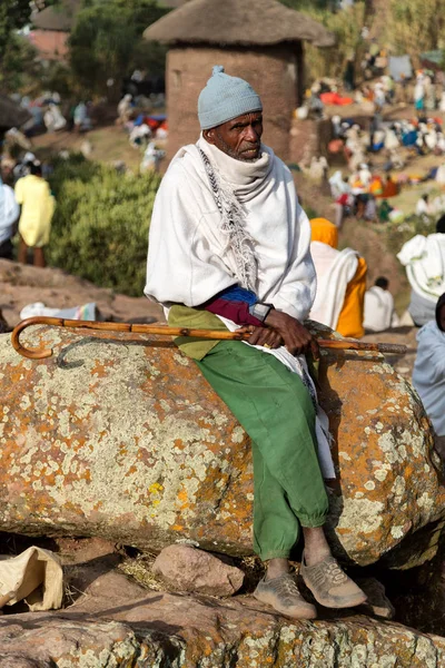 Ethiopia Lalibela Circa January 2018 Unidentified People Crowd Genna Celebratio — Stock Photo, Image