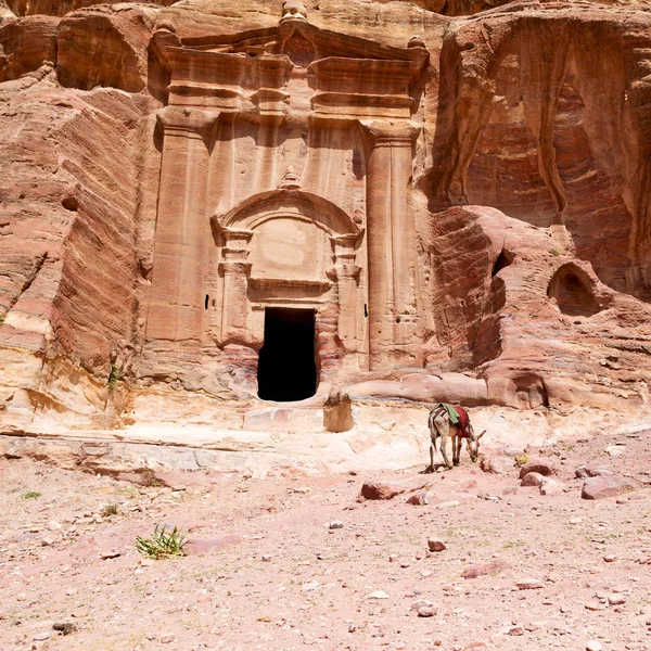 Tumba en el sitio antiguo de petra en Jordania — Foto de Stock