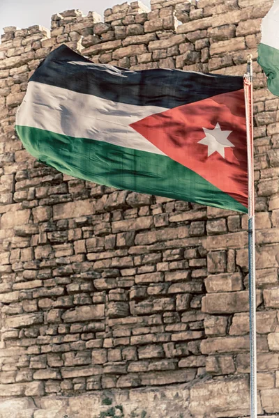 In jordan the national flag in the wind — Stock Photo, Image