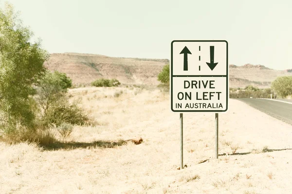In  australia   the sign of drive on left — Stock Photo, Image
