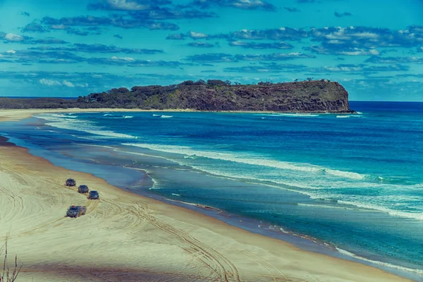 Australia Fraser Isla Playa Cerca Las Rocas Ola Del Océano — Foto de Stock