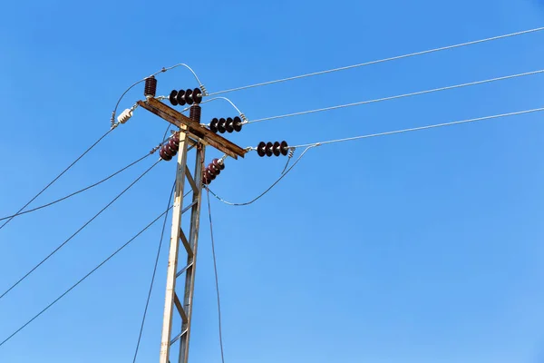 Austrália Conceito Linha Elétrica Com Polo Elétrico Céu Claro — Fotografia de Stock