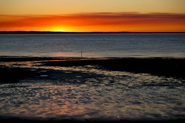 Australie Coucher Soleil Dans Océan Comme Concept Détente Vacances — Photo