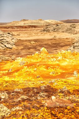 Danakil Etiyopya Afrika'da dallol volkanik depresyon