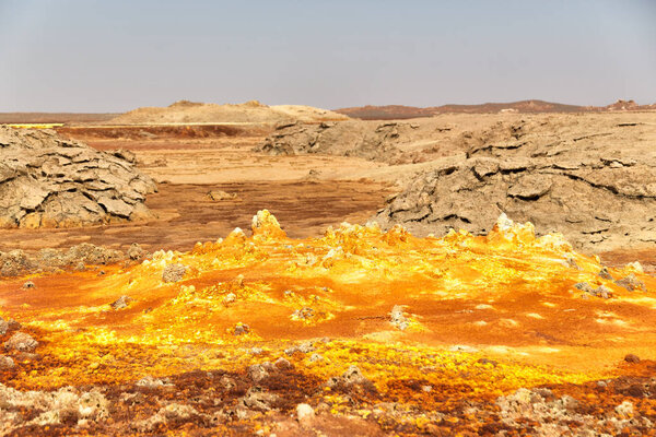 in  danakil ethiopia africa  the volcanic depression  of dallol
