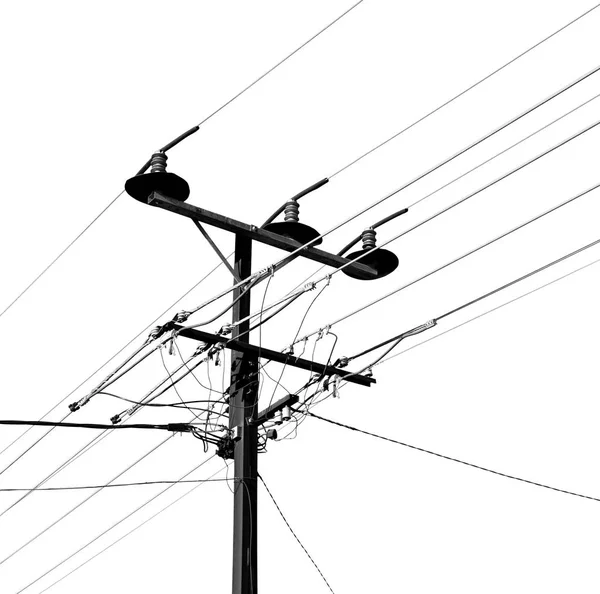在澳大利亚 电源线的概念与电线杆在晴朗的天空 — 图库照片