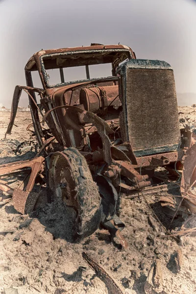Danakil Ethiopië Afrika Oude Italiaanse Dorp Roestig Antieke Auto Warm — Stockfoto