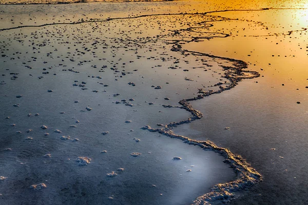 Äthiopien Afrika der Sonnenuntergangsreflex im Salzsee — Stockfoto