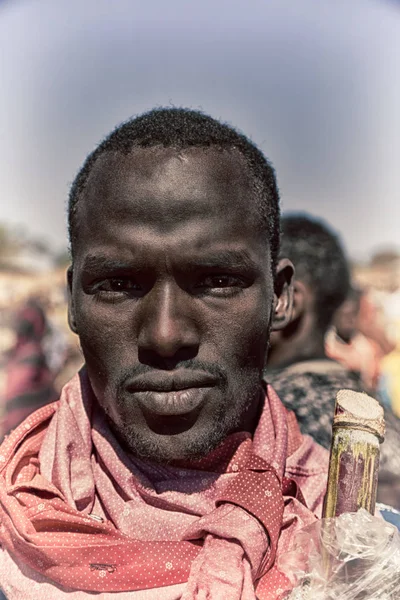 Etiópia Lalibela Circa Janeiro 2018 Jovem Não Identificado Genna Celebratio — Fotografia de Stock