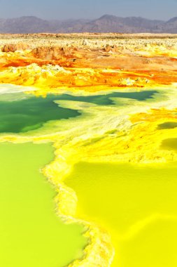 Danakil Etiyopya Afrika'da dallol volkanik depresyon