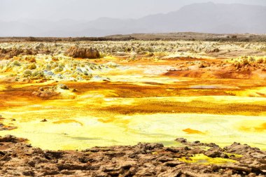 Danakil Etiyopya Afrika'da dallol volkanik depresyon
