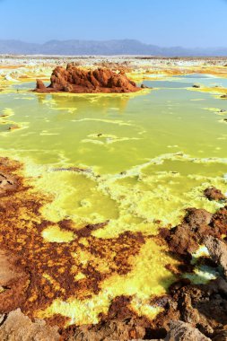 Danakil Etiyopya Afrika'da dallol volkanik depresyon