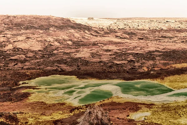 Danakil Etiyopya Afrika Dallol Volkanik Depresyon Gibi Göl Asit Sulfer — Stok fotoğraf