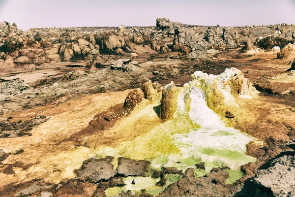 Danakil Ethiopia Africa Dépression Volcanique Lac Dallol Sulfure Acide Comme — Photo