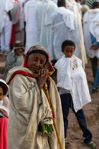 Ethiopia Lalibela Circa January 2018 Unidentified People Crowd Genna Celebratio — Stock Photo, Image